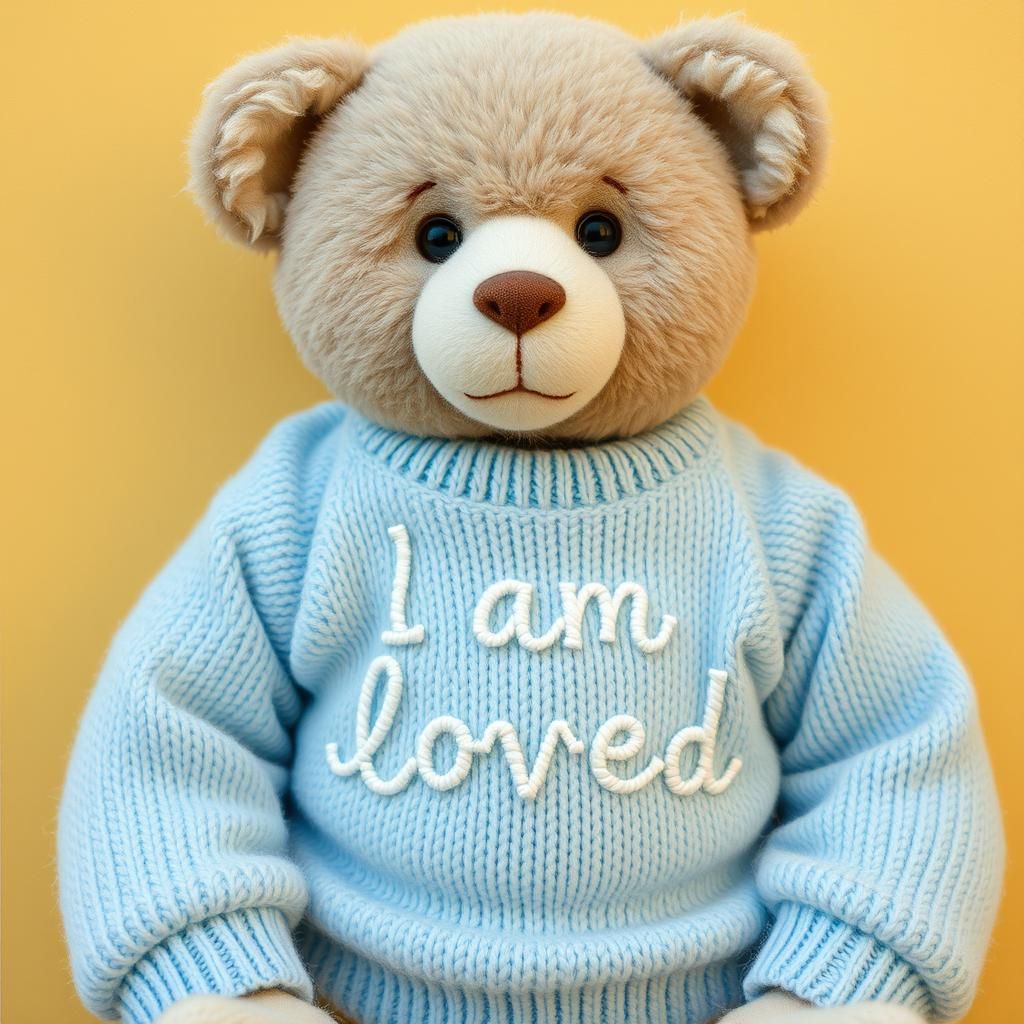 Teddy Bear in Sweater with Embroidered Message