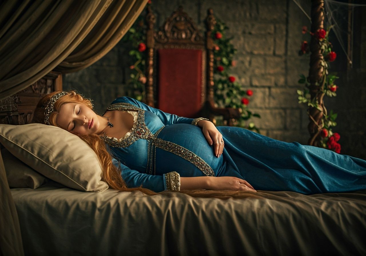 Medieval Princess Aurora Sleeps Amidst Dusty Castle