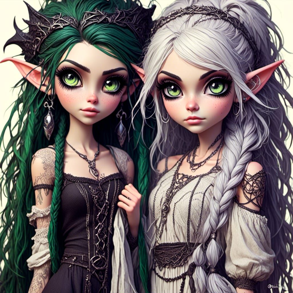 Elven Twins with Punky Boho Style