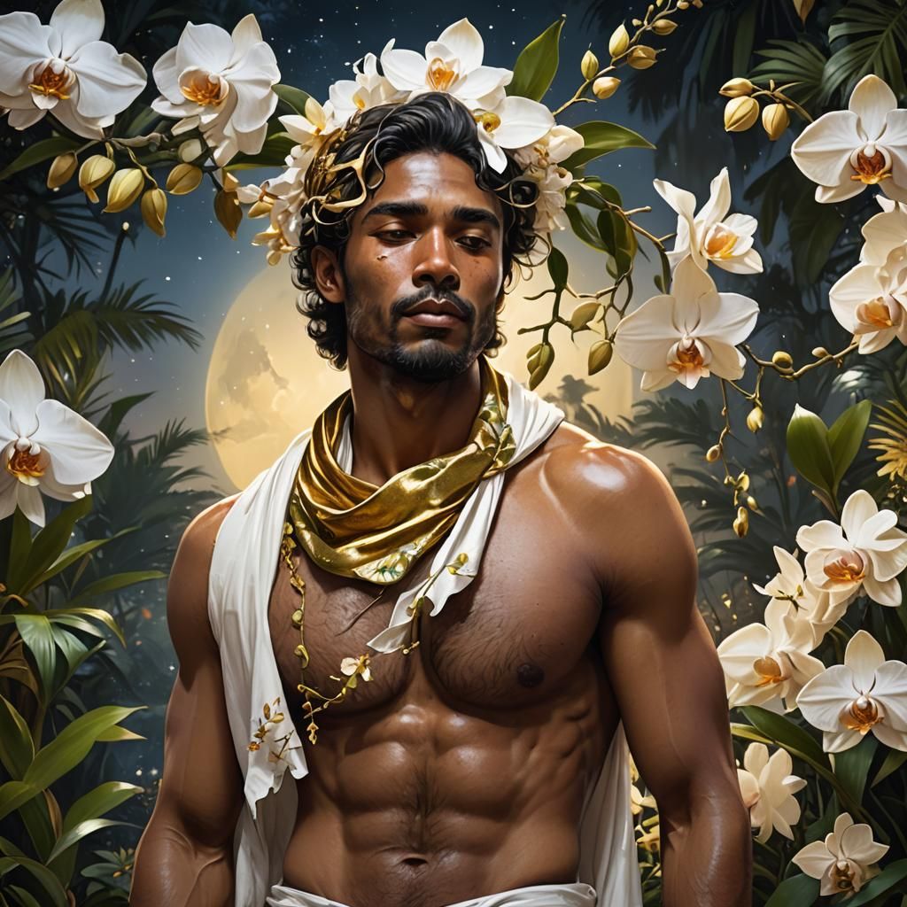 Floral Garden: Hyperrealistic Male Portrait