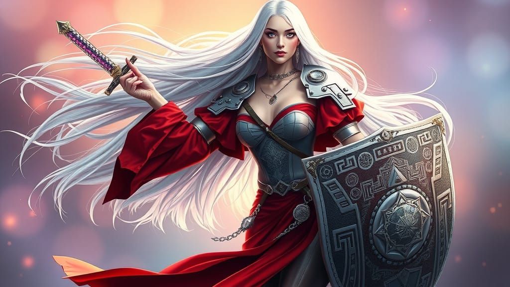 Celestial Warrior Aasimar Maiden Shines with Ethereal Beauty