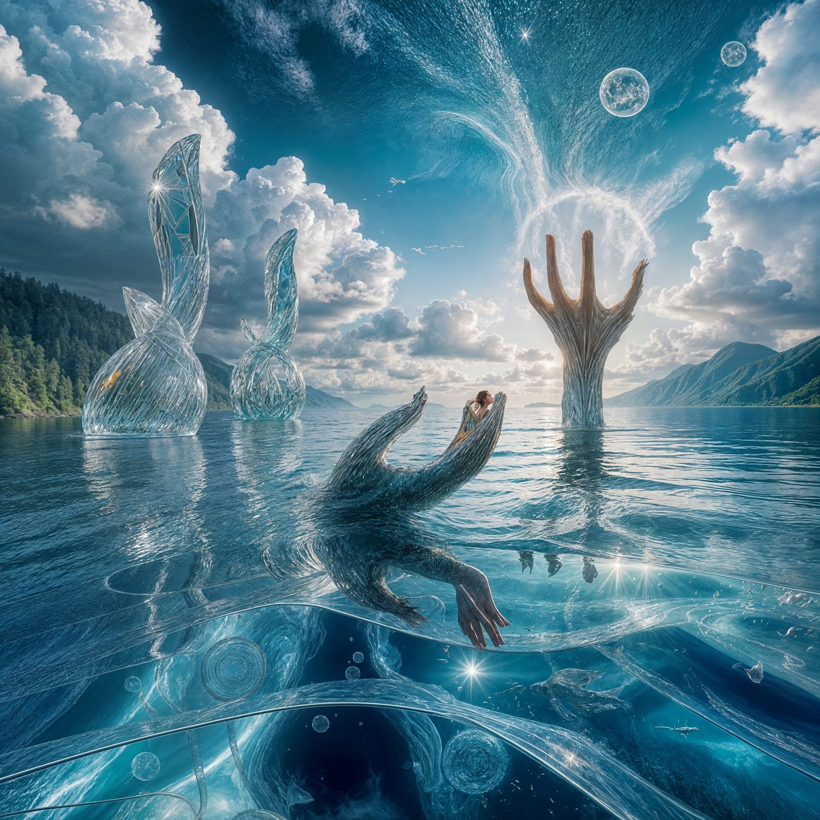 Endless Mirrored Ocean Reflecting Countless Skies