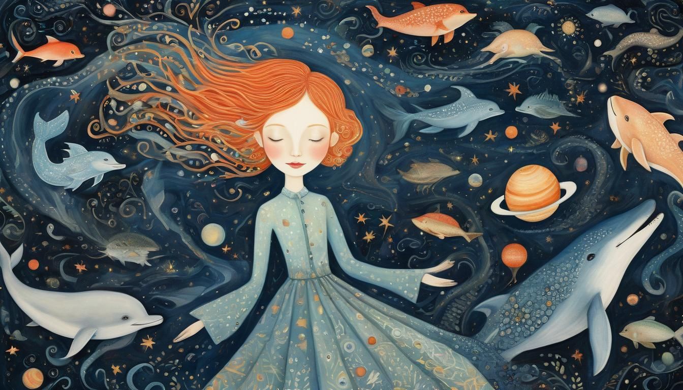 Galactic Dreamscape: Whimsical Illustration of Infinite Cons...