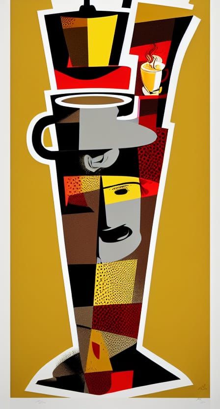 Steaming Coffee Cup in Bold Pop Art Style