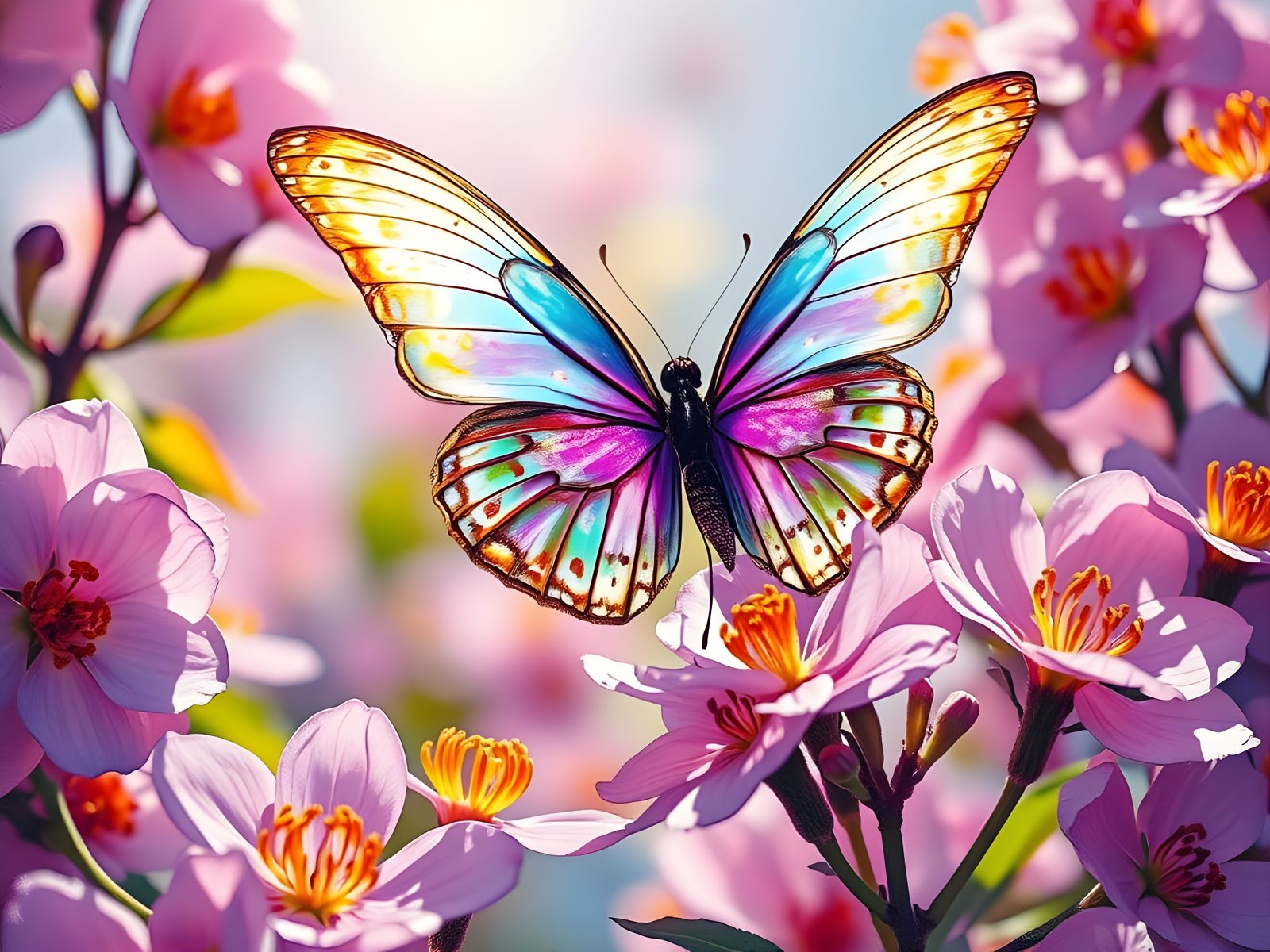 Vibrant Lilac Blooms in Whimsical Street Art