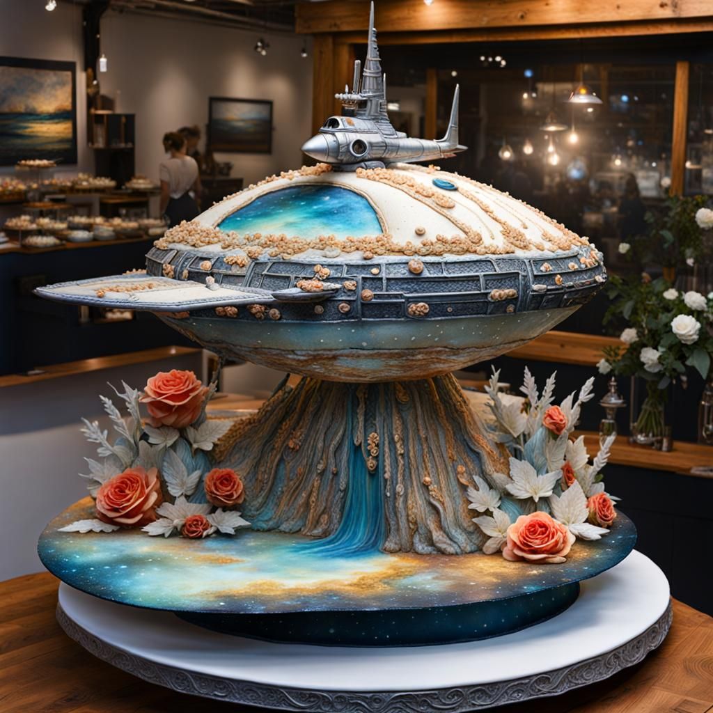Spaceship Cake Inspired by Josephine Wall
