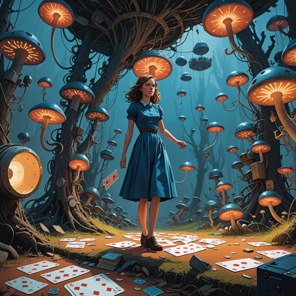 Young Girl Tumbles Down Rabbit Hole in Whimsical Wonderland ...