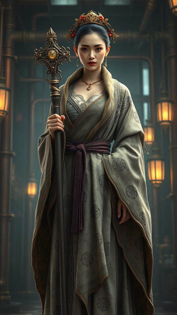 Ethereal Diesel-Punk Priestess in WW1 Grandeur