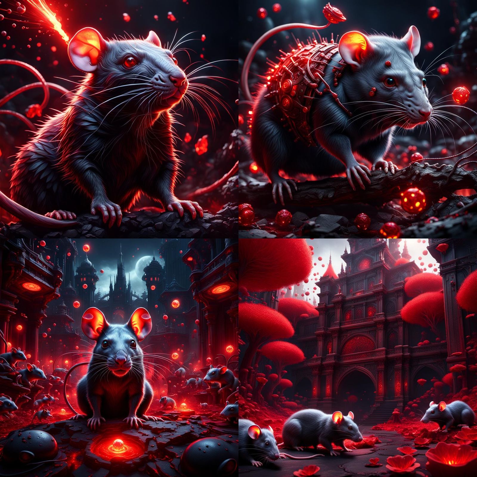 Glowing Red Rats in Detailed Matte Painting