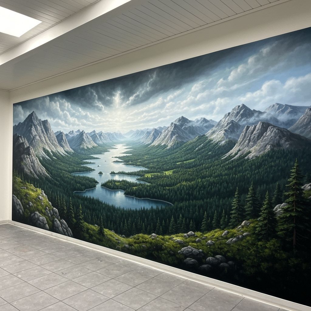 Epic Airbrushed Landscape Mural in Digital Matte Style