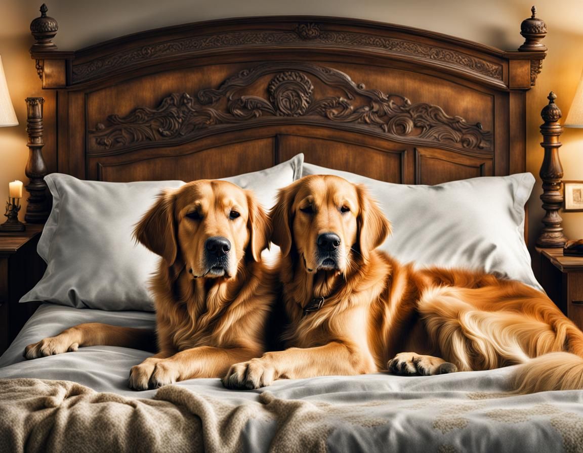 Boy and Golden Retriever Sleeping