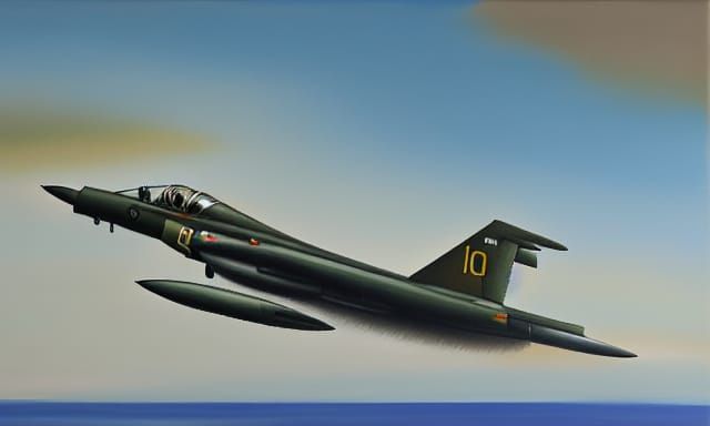 Harrier GR1 Takes Off: Oil Painting