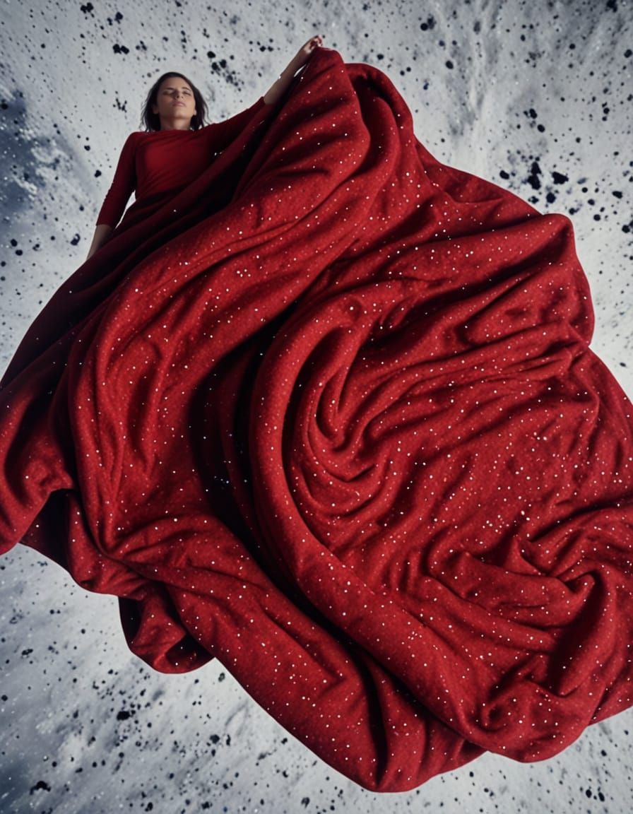 A Red Blanket Drifts in the Cosmos