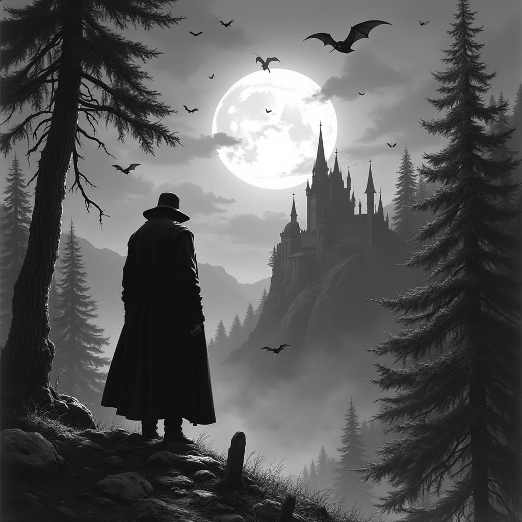 Eerie Transylvanian Landscape in Black and White