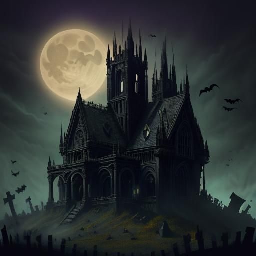 Monsters Dance in Spooky Cemetery: Gothic Art