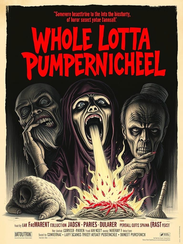 Gothic Horror Movie Poster in Dark Watercolor Style