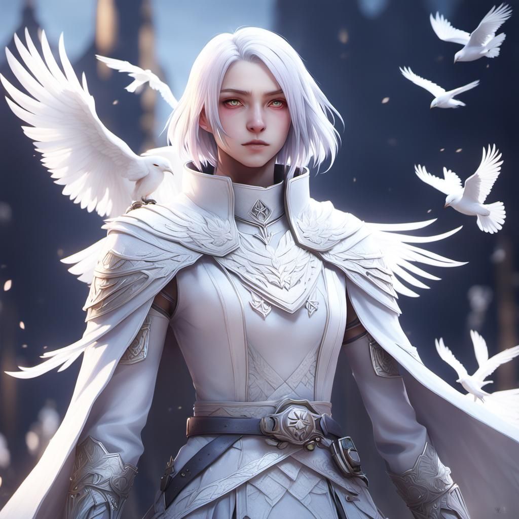 White Raven in Detailed Anime Art Style