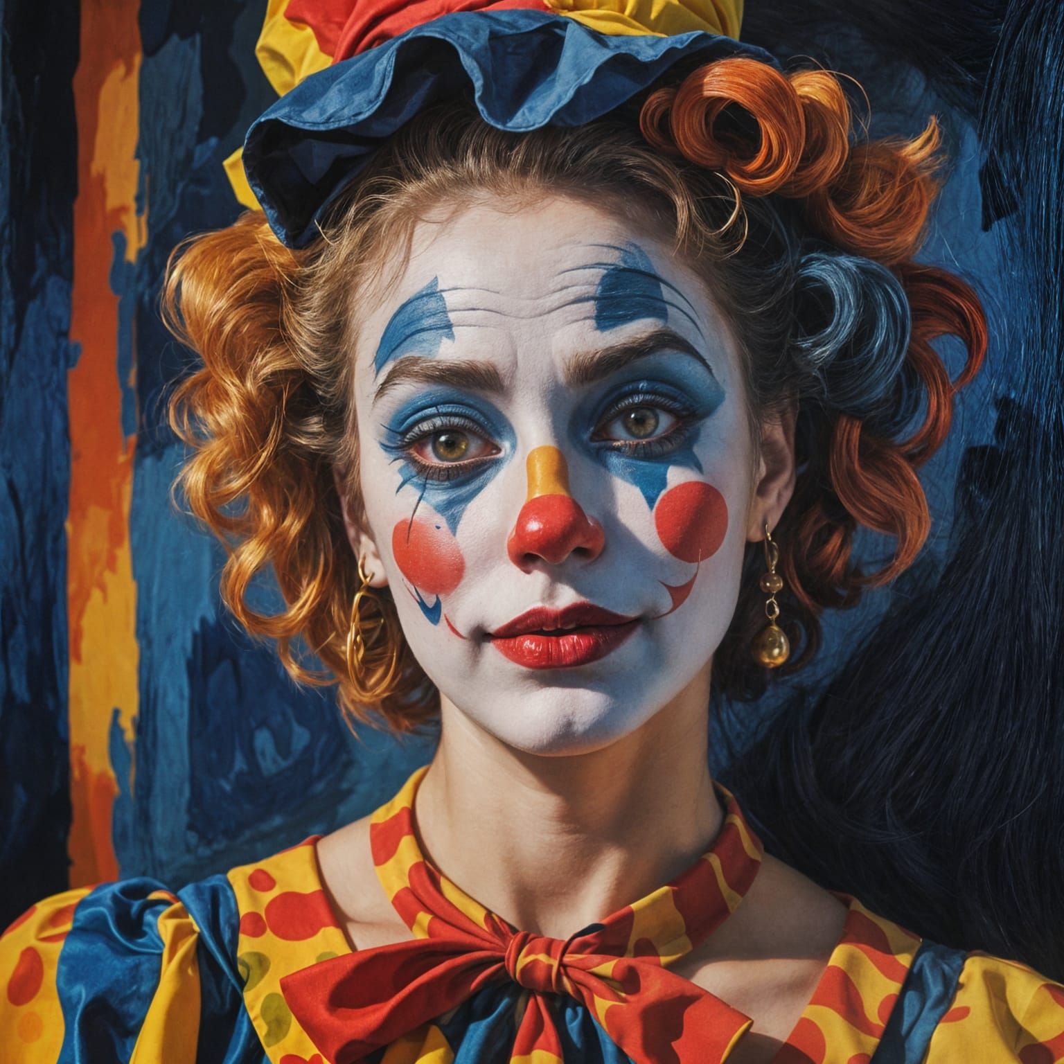 Attractive Woman as Mysterious Clown in Pose