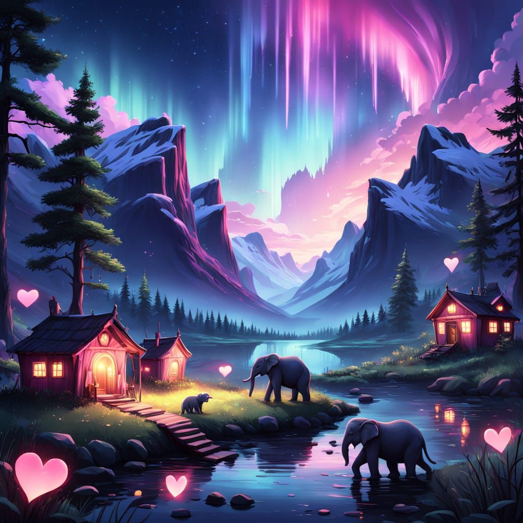 Enchanted Whimsy: Adorable Creatures in a Dreamy Sky