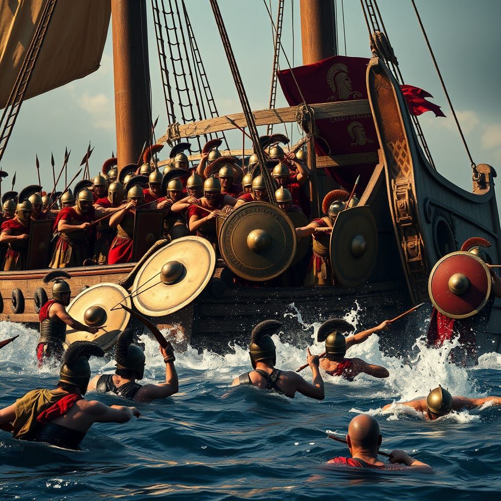 Naval Battle Between Romans and Carthaginians