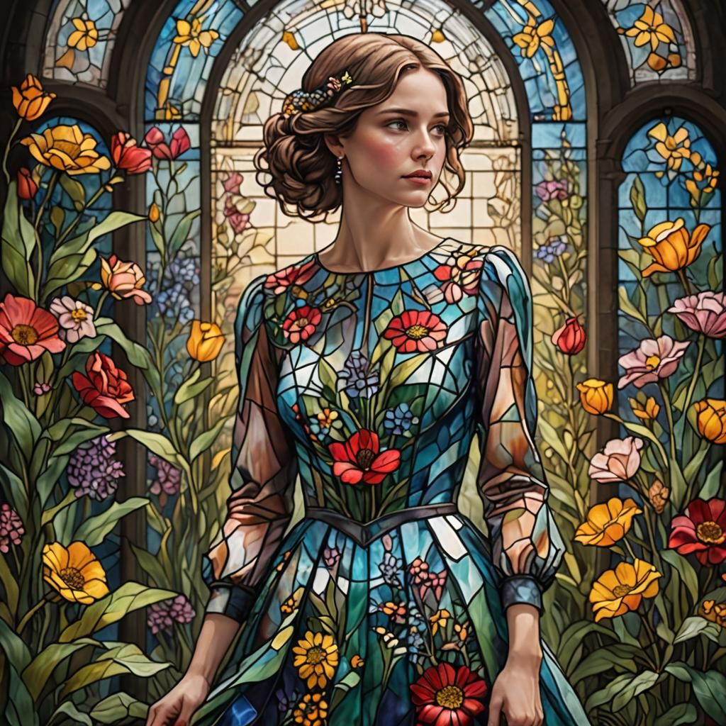 Stained Glass Dress with Floral Field