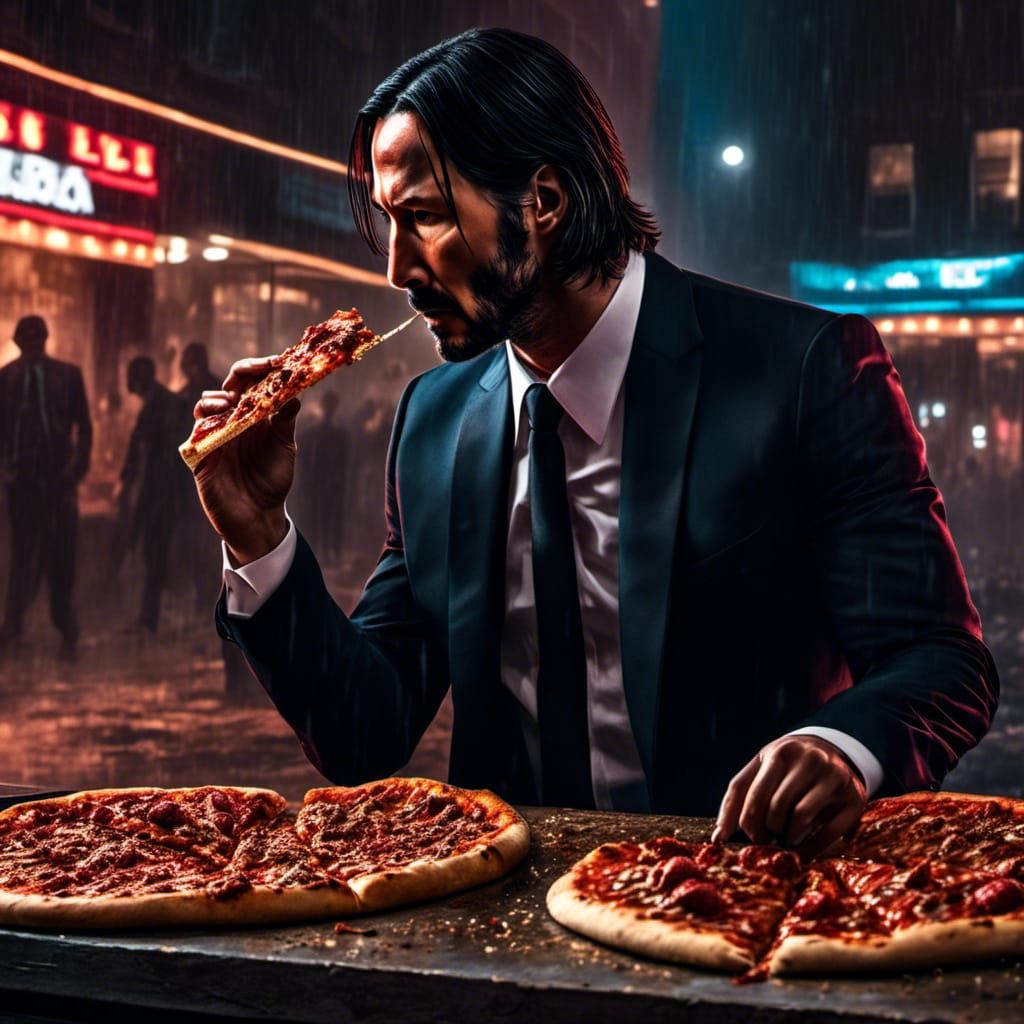 John Wick Eating Pizza