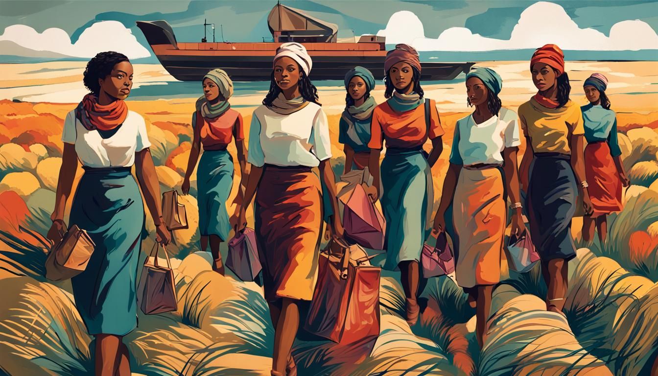 Chili Harvest: Diverse Women in Post-Impressionist Style