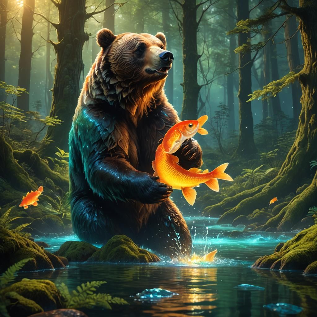 Radioactive Feast: Bear in Mystical Forest