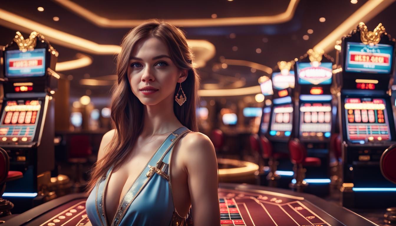 Young Woman at Las Vegas Casino in 3D