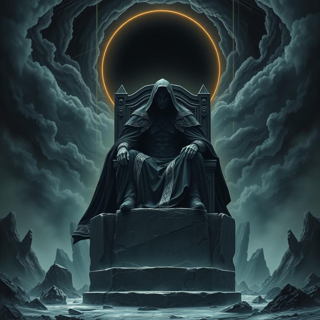 Magneto on Obsidian Throne in Dark Fantasy Style