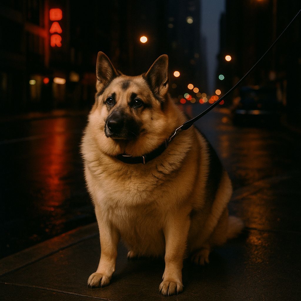 German Shepherd in 1960s New York City