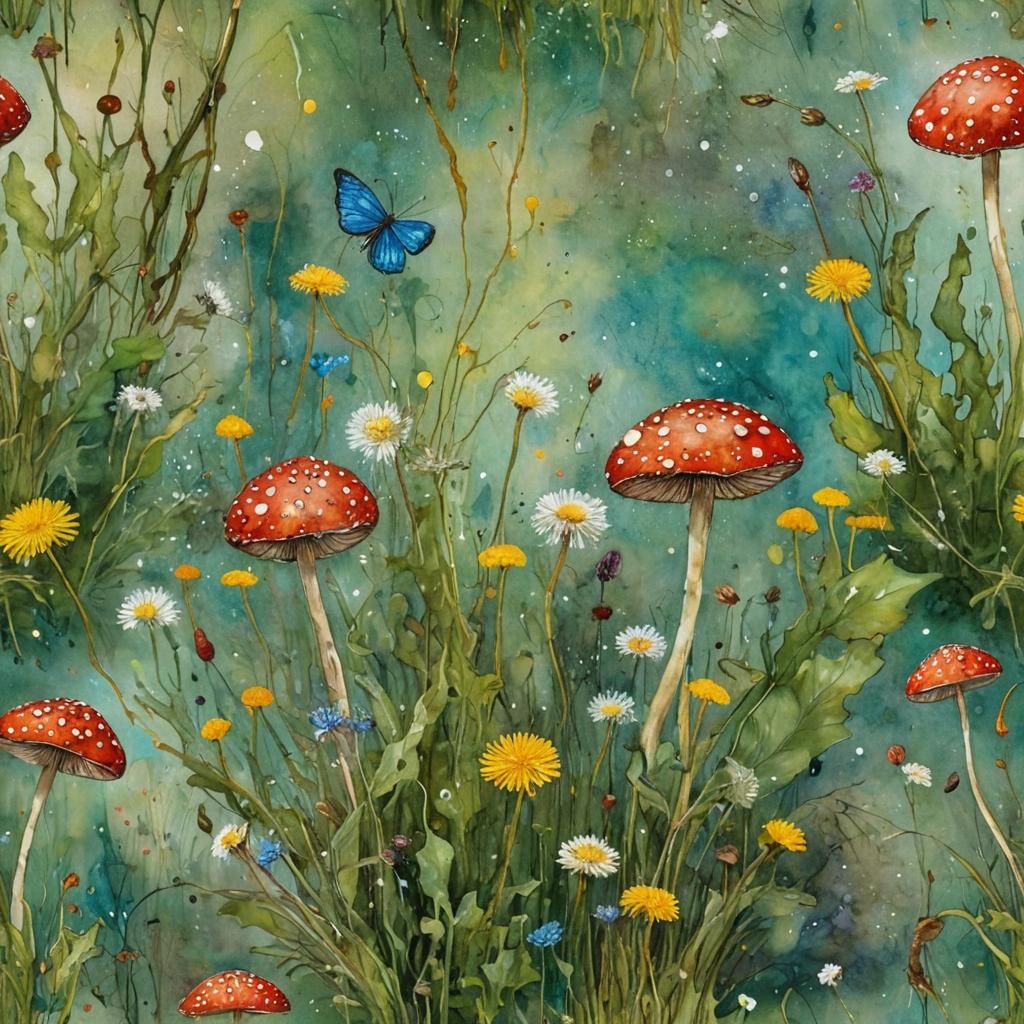 Dandelion Fairies in Art Nouveau Style