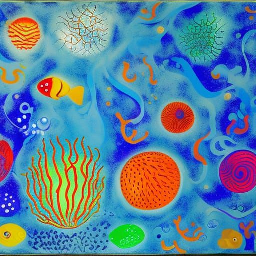 Underwater Election Mosaic: Fish and Jellyfish in Surreal St...