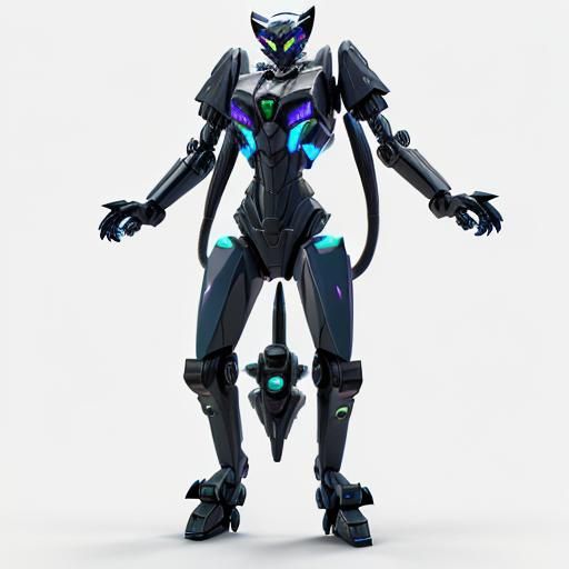 Cyberpunk Displacer Beast: Robotic Feline in Ash and Gold