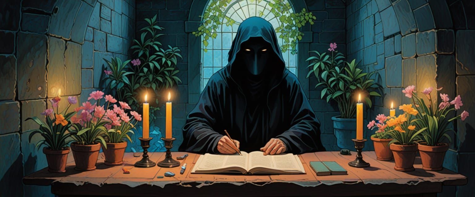 Crypt of Secrets: Necromancer in Comic Book Art Style