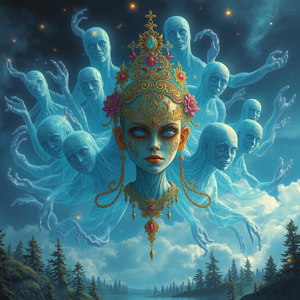 Translucent Ghosts Floating Above Lake in Vivid Colors