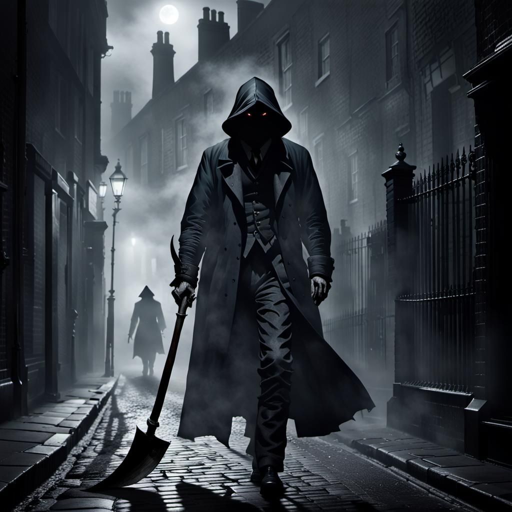 Jack the Ripper in Foggy Whitechapel Street