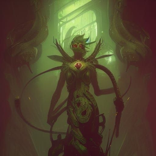 Hierophant Green in Dark Fantasy Style