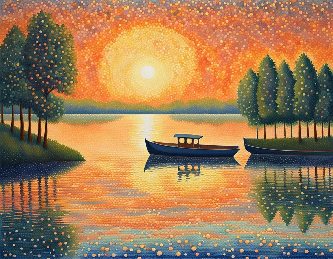 Pointillism landscape