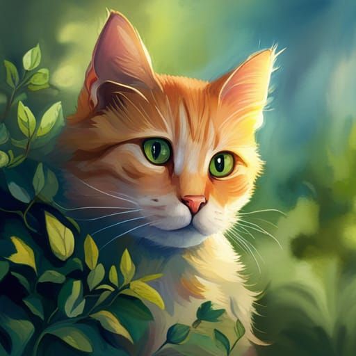 Silent Cat at Dawn: Detailed Watercolor Painting