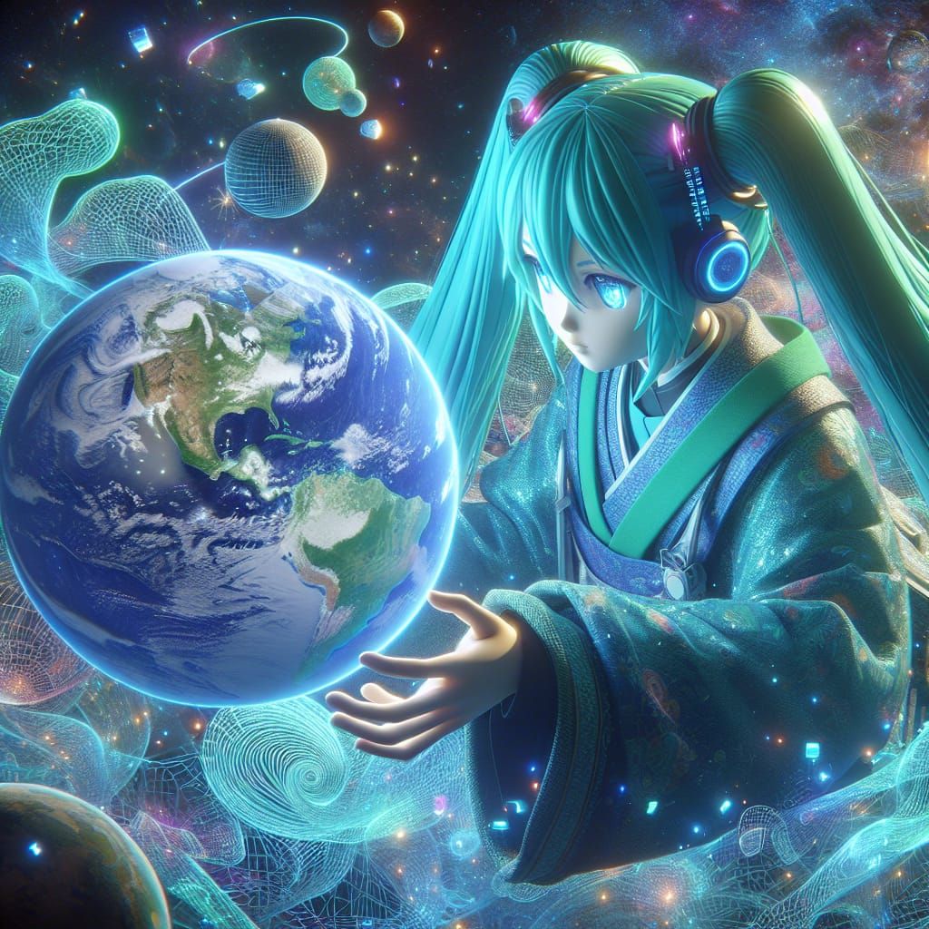 Giantess Anime Idol Hugs Earth in Stunning 8K Cosplay