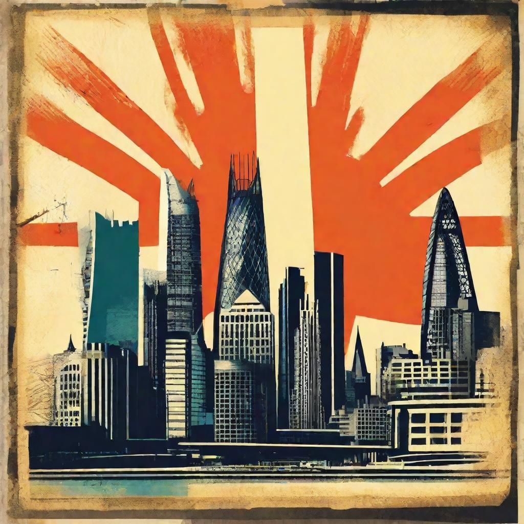 Constructivist London Poster with Grunge Effect