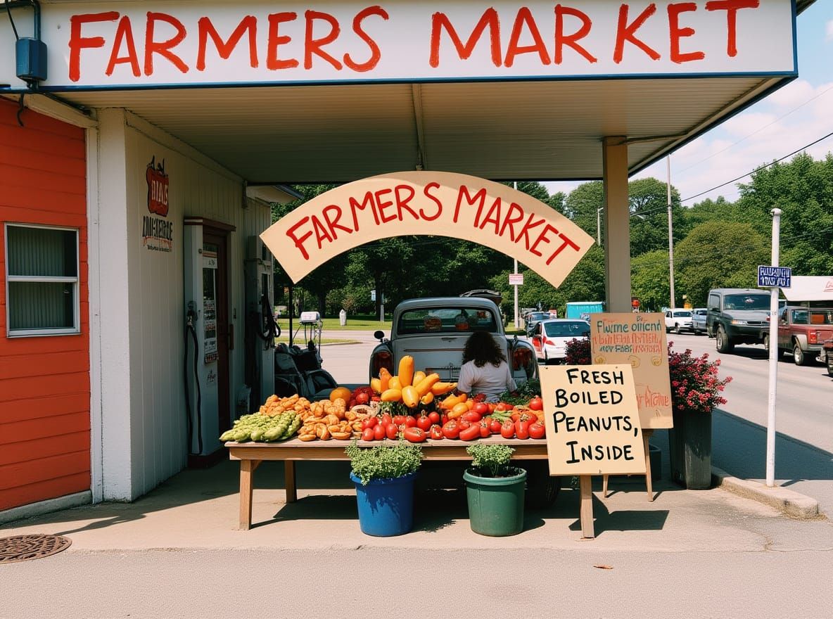 Gas Station Farm Stand somewhere in southern USA