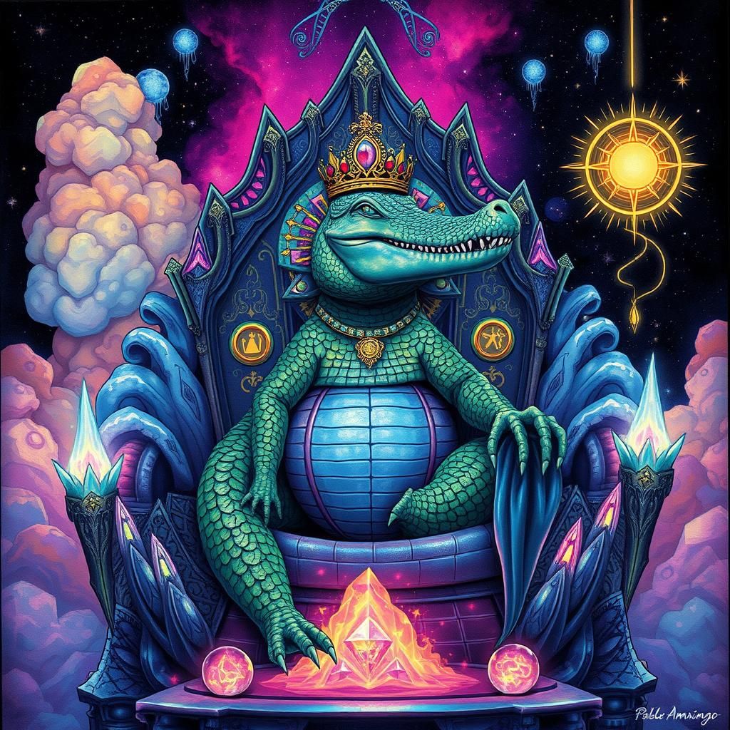 Astral Alligator Queen on Crystal Throne