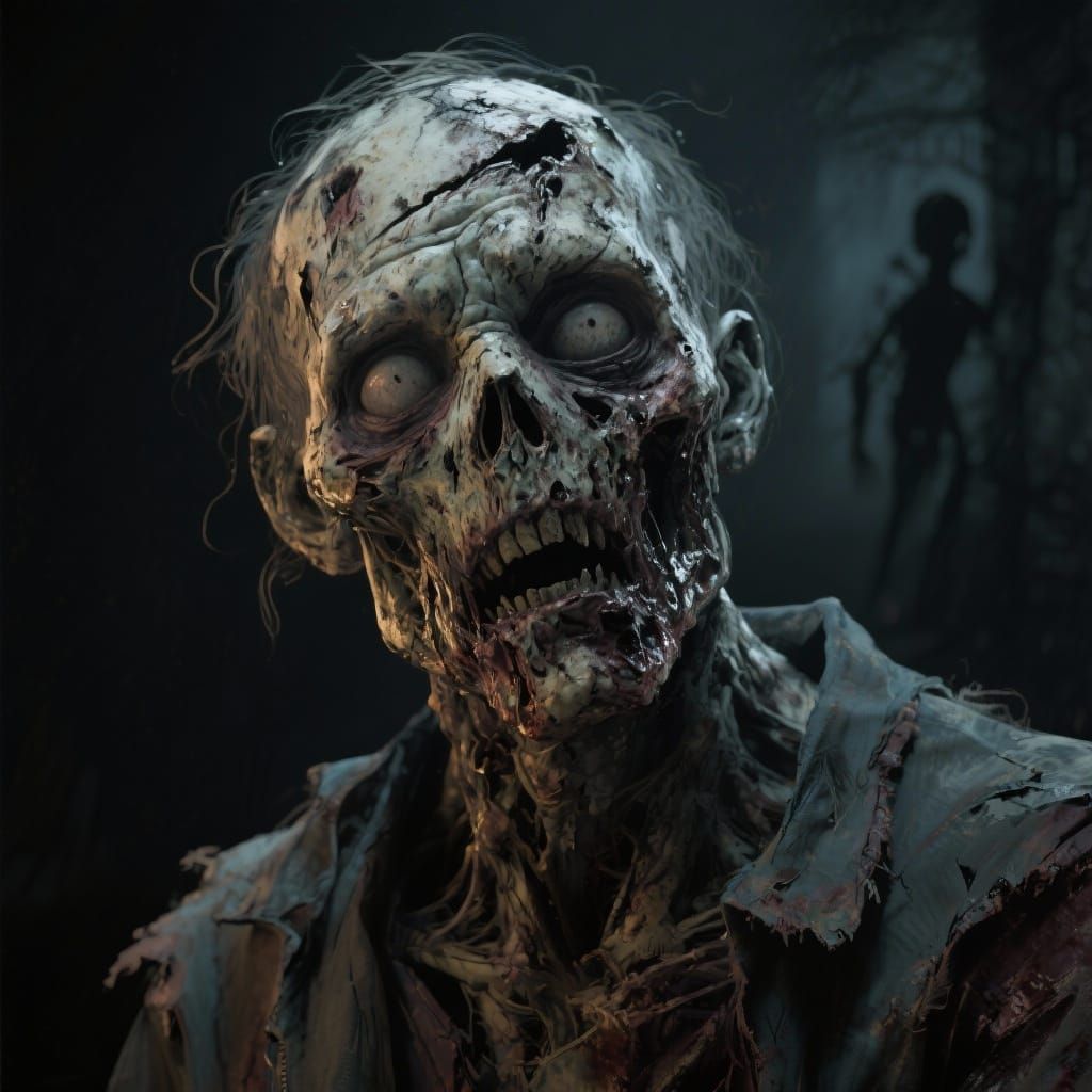 Frightening Zombie Face with Decaying Flesh and Chiaroscuro ...