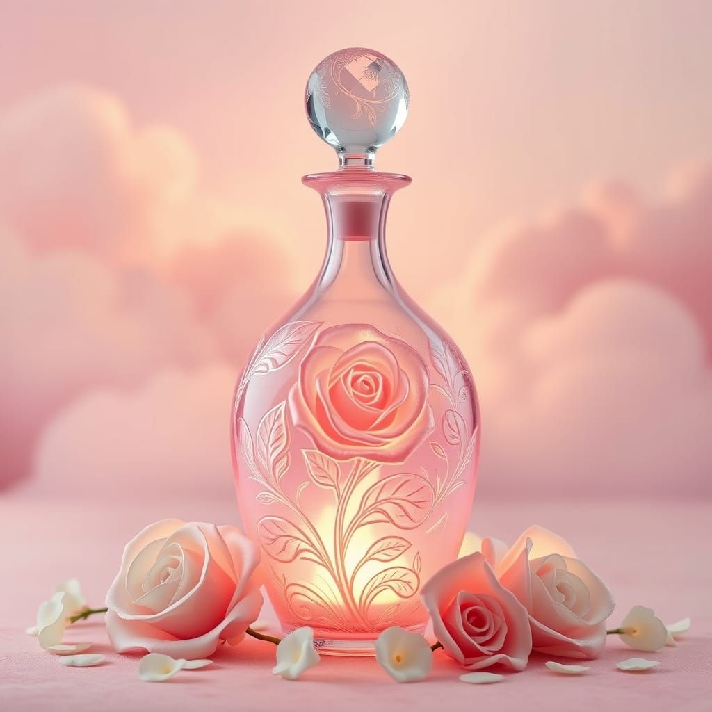 Ethereal Rose Decanter in Art Nouveau Style