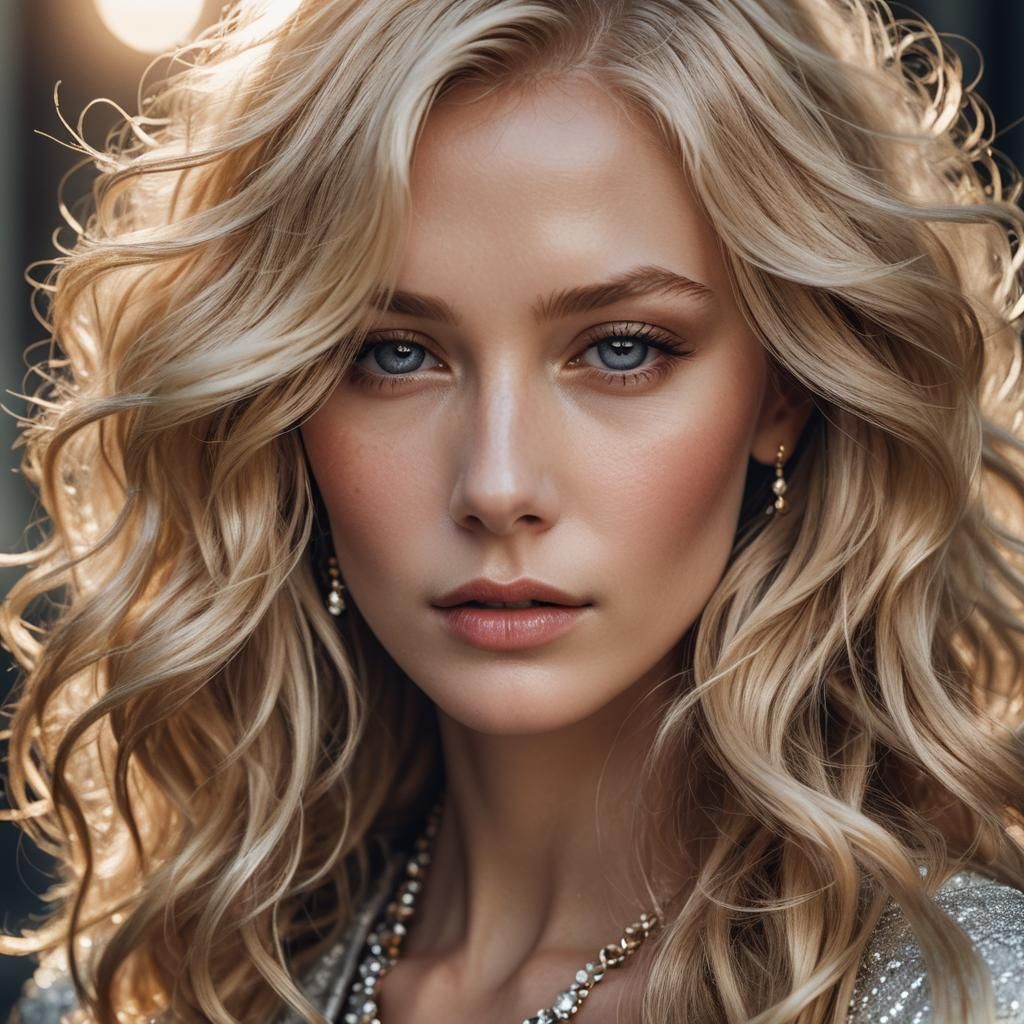 Elegant Blonde Woman in High-Fashion Portrait