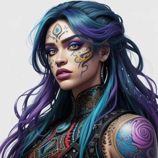 Hyperrealistic Airbrush Portrait with Splash Art