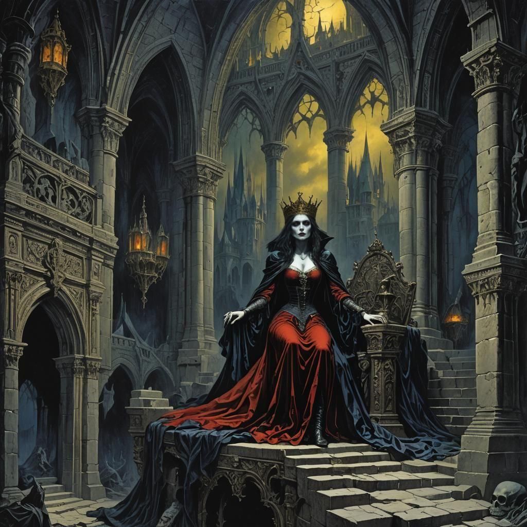 Vampire Queen in Dark Gothic Castle