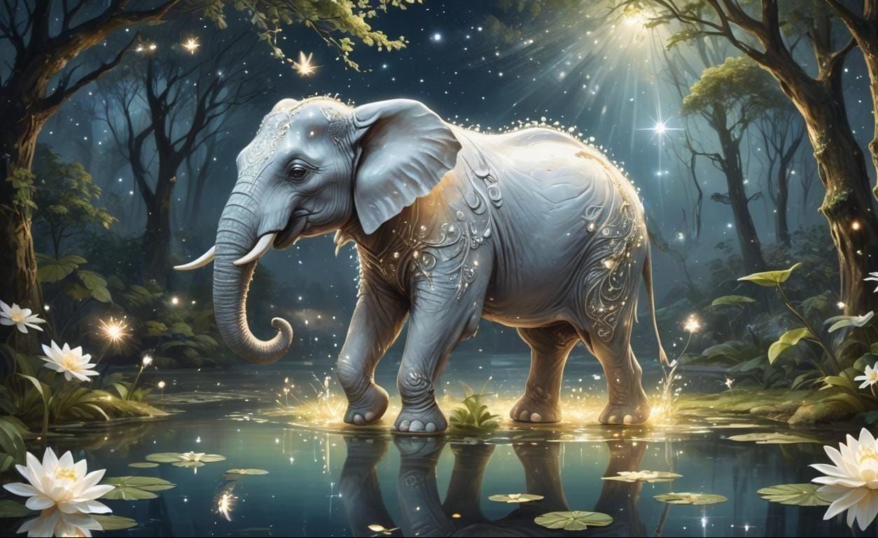Graceful Fairy Elephant in Fantasy Forest